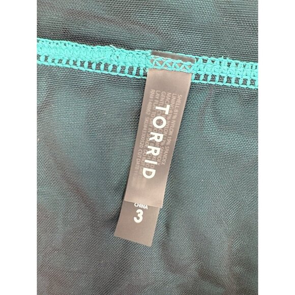 *New Torrid 2 Pc Swimsuit Womens Plus 3 Green High Neck Henley Top Cheeky Brief - Picture 11 of 13